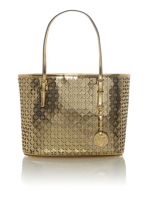 michael kors tasche white gold flower|Michael Kors handbags.